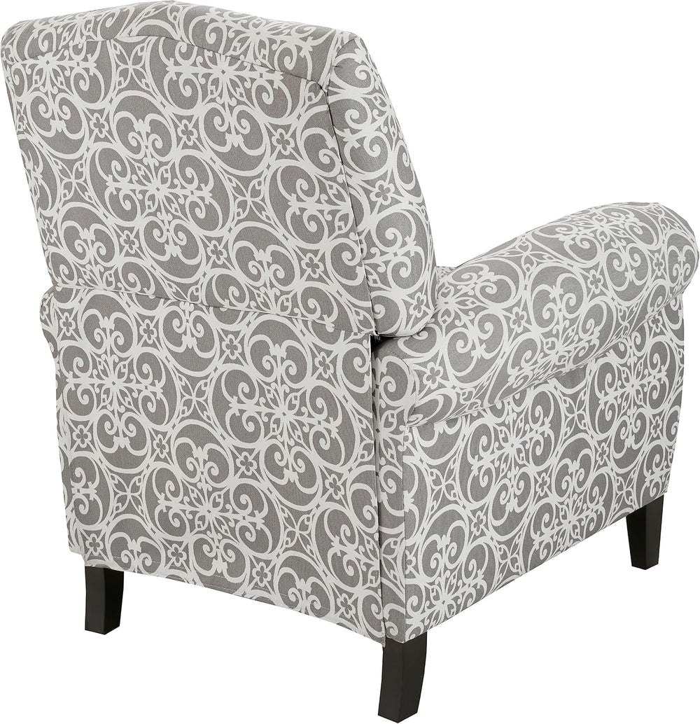 Madison Park Kirby Recliner Chair - Solid Wood, Plywood, Rolled Back Button T...