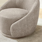 VANOMi Swivel Chairs for Living Room, 34" W Boucle Accent Chair, Taupe | 360 Degree Swivel Barrel Chair Comfy Chair for Bedroom Oversized Armchair Reading Nook Chairs for Apartment, Office Reception