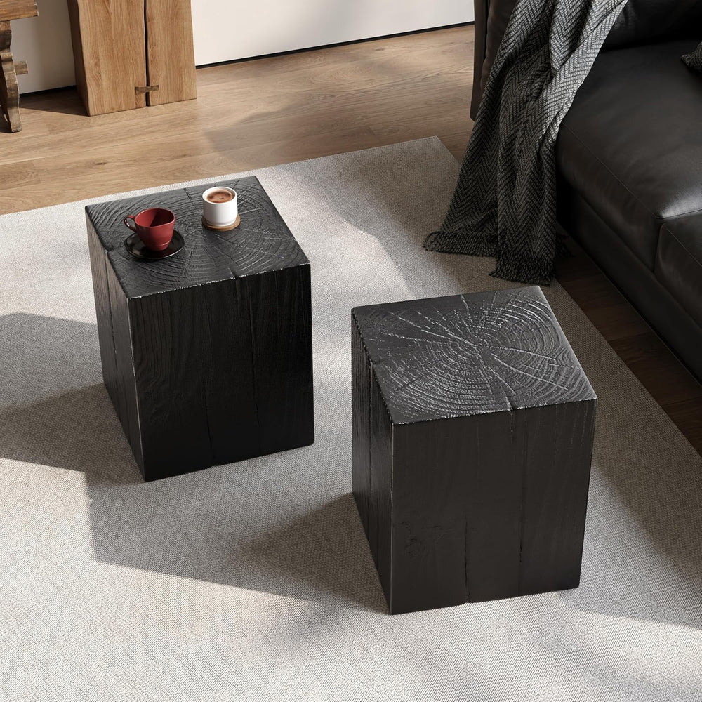 H18'' Square Side Table End Table for Living Room, Modern Farmhouse C...