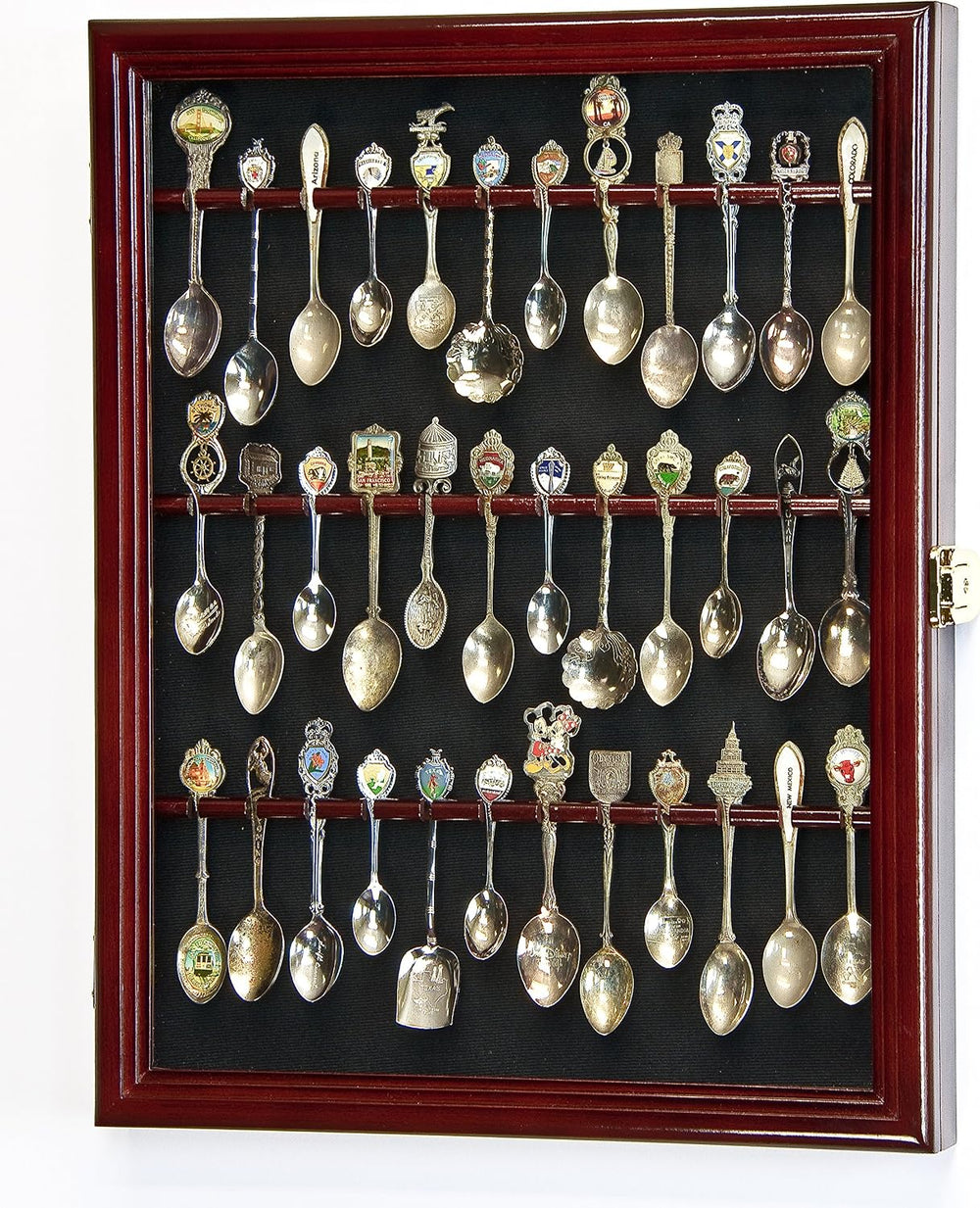 36 Spoon Display Case Wall Rack Cabinet Holder Box 98% UV - Lockable
