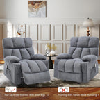 Massage Rocking Recliner Chair, Ergonomic Recliners Sofa with Vibration Massage & Heat, Rocking Chair Nursery Chair for Living Room Lounge with 4 Pockets, 2 Cup Holders, USB Charge Port, Grey