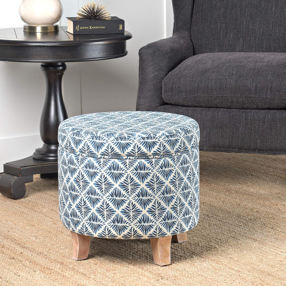 Homepop Home Decor | Upholstered Round Storage Ottoman | Ottoman with Storage...