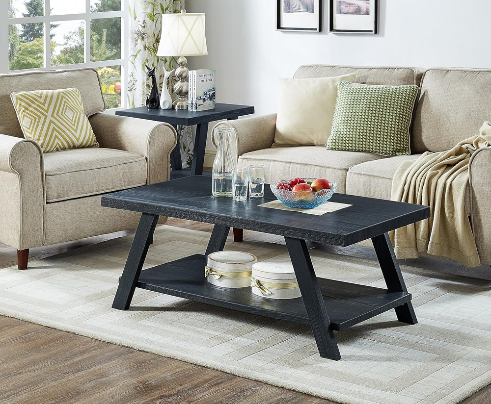 Roundhill Furniture Athens Contemporary 3-Piece Wood Shelf Coffee Table Set ,...