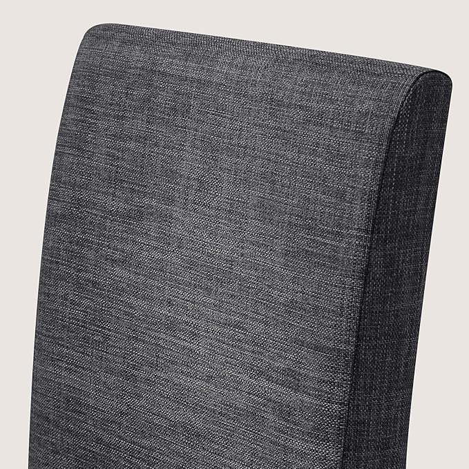 CHUN YI Upholstered Dining Chairs Set of 6, Fabric Dining Room Chairs with Solid Wood Legs, Modern Parson Chairs for Kitchen, Restaurant, Hotel, Dark Gray