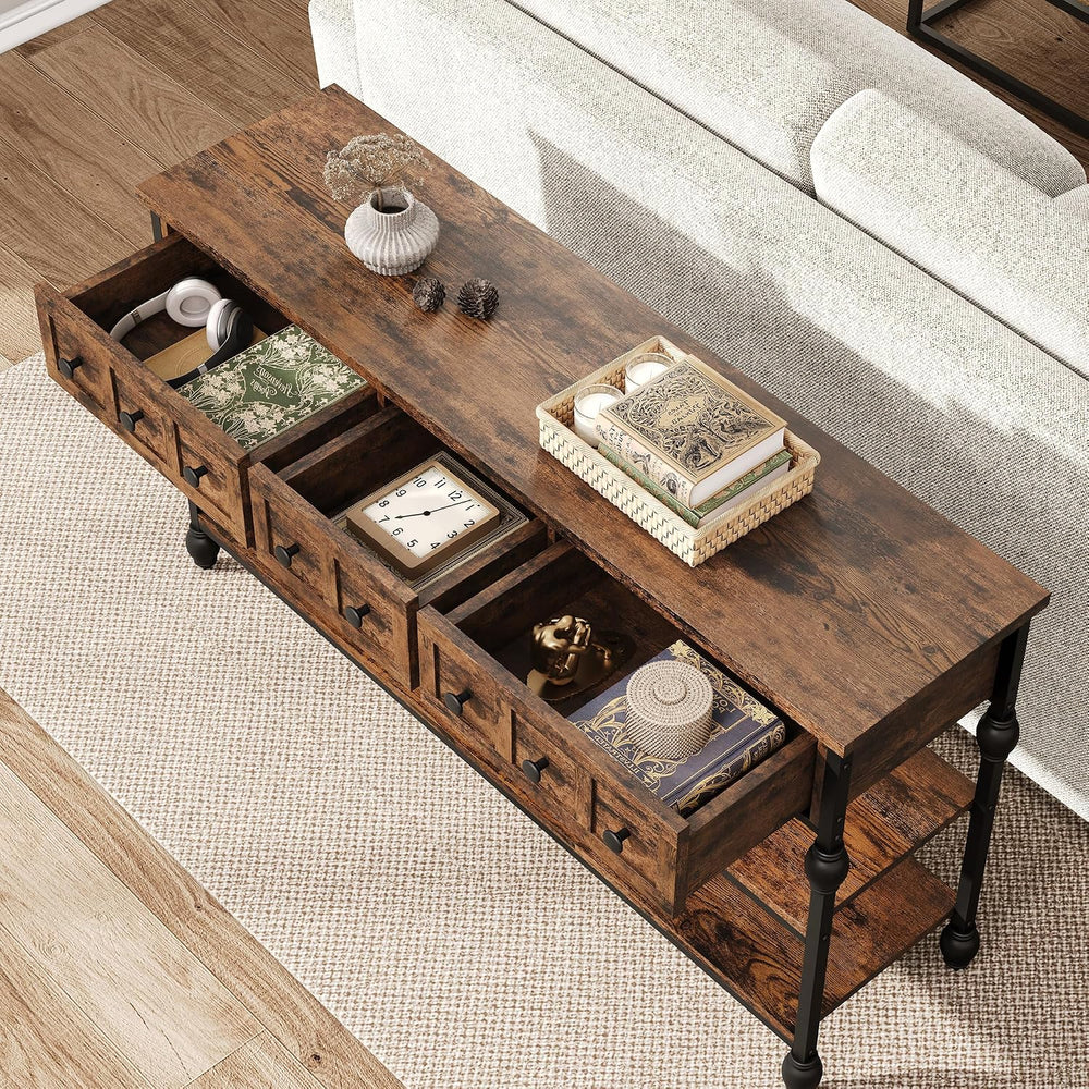 GarveeHome 52" Console Table, Entryway Table with 3 Storage Drawers, 3 T...