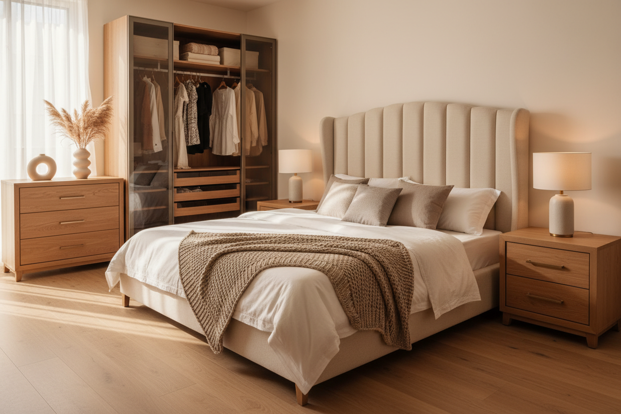 Bedroom

Beds & Headboards – Timeless designs with cozy, comforting finishes.

Dressers & Nightstands – Functional storage with a soft, modern touch.

Wardrobes & Closet Systems – Clean lines and practical organization. (make it real photo)