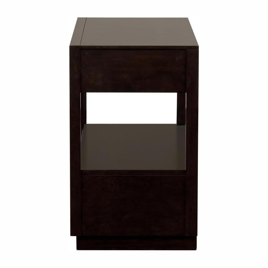 2 Drawers Nightstand with Shelf in Smoked Peppercorn Finish,for Small Spaces