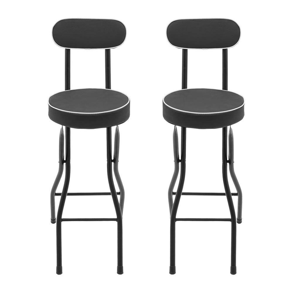 2 PCS Folding Stool Tall Foldable Stool with Cushioned Padded & Back 38.5...