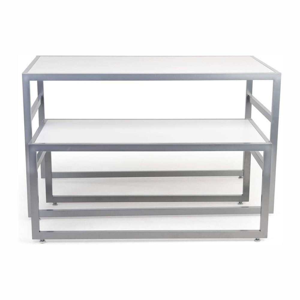 2-Piece Set of Rectangular Nesting Tables, Modern Style, Steel Frame with MDF...
