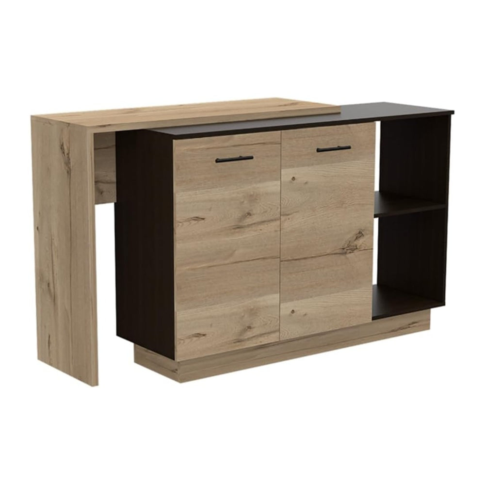 2-Shelf 1-Drawer Kitchen Island Wenge and Light Oak | Includes 5 shelves and ...
