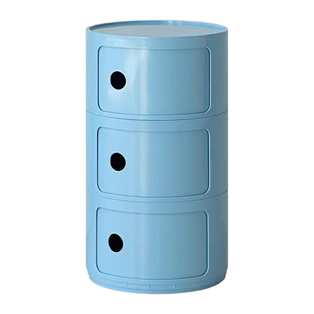 3 Tier Round Nightstand with Drawer, Royal Blue Round Side Table Small Plasti...
