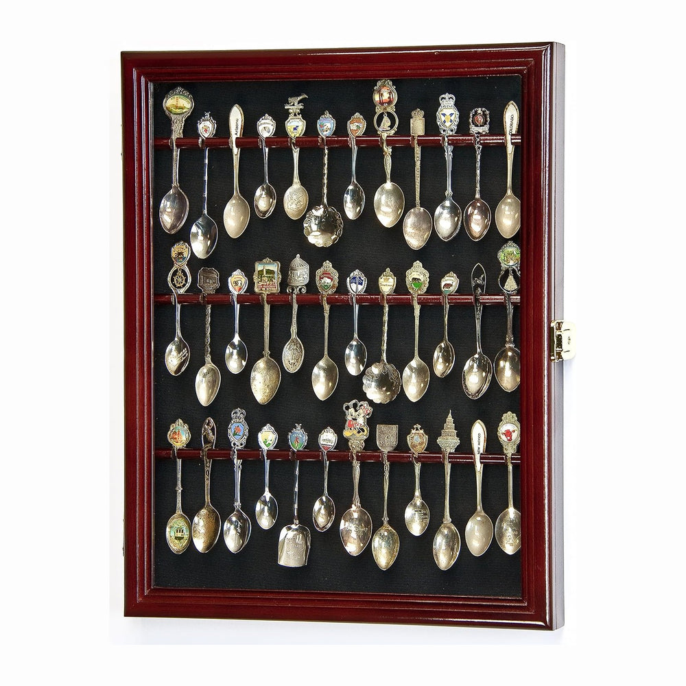 36 Spoon Display Case Wall Rack Cabinet Holder Box 98% UV - Lockable