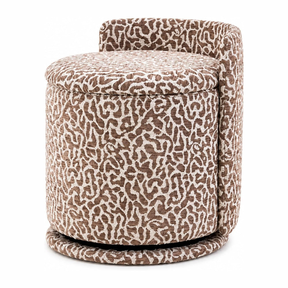 360° Swivel Makeup Chair with Storage, Leopard Upholstered Accent Stool with ...