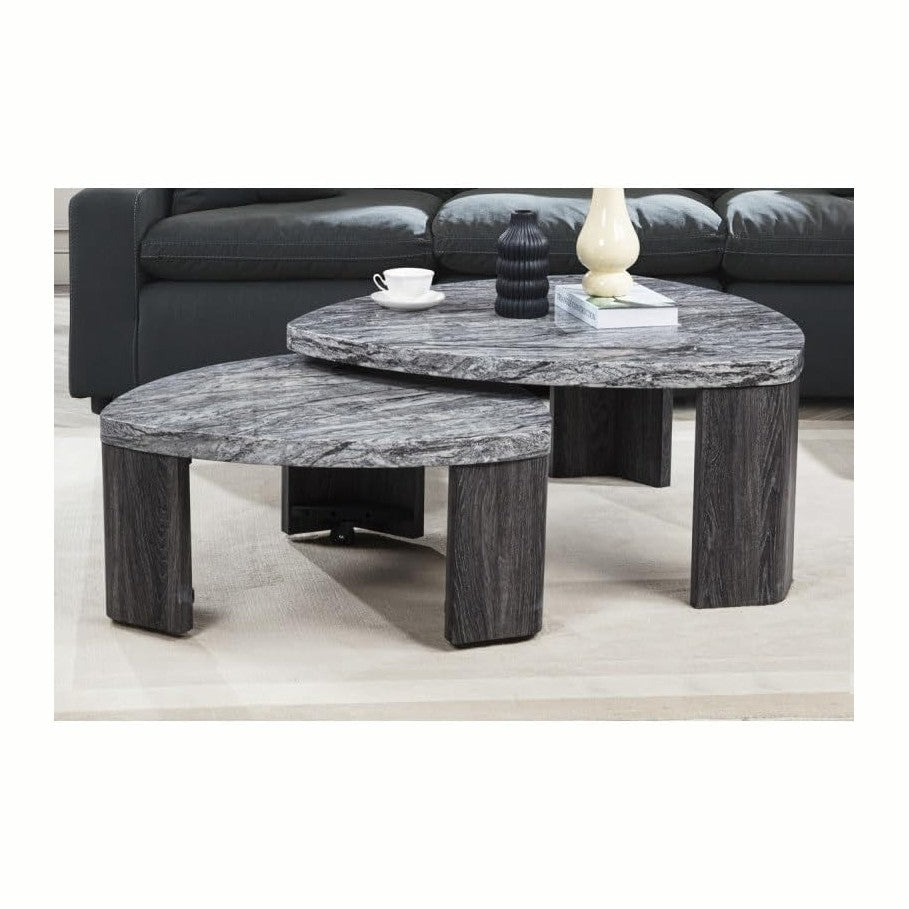 39" Durable Marble Laminate Nesting Coffee Table, Boo Coffee Table with ...