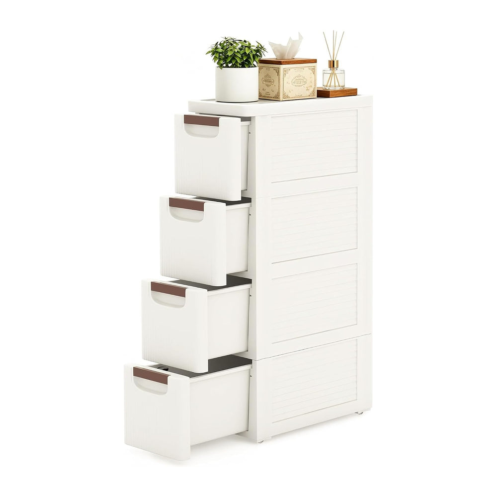 4 Drawers Narrow Bathroom Storage Cabinet, Slim Storage Cabinet, Plastic Slim...