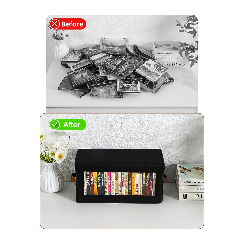 4 Packs DVD Storage Box with Visible Window, Dustproof DVD Case Holder Organi...