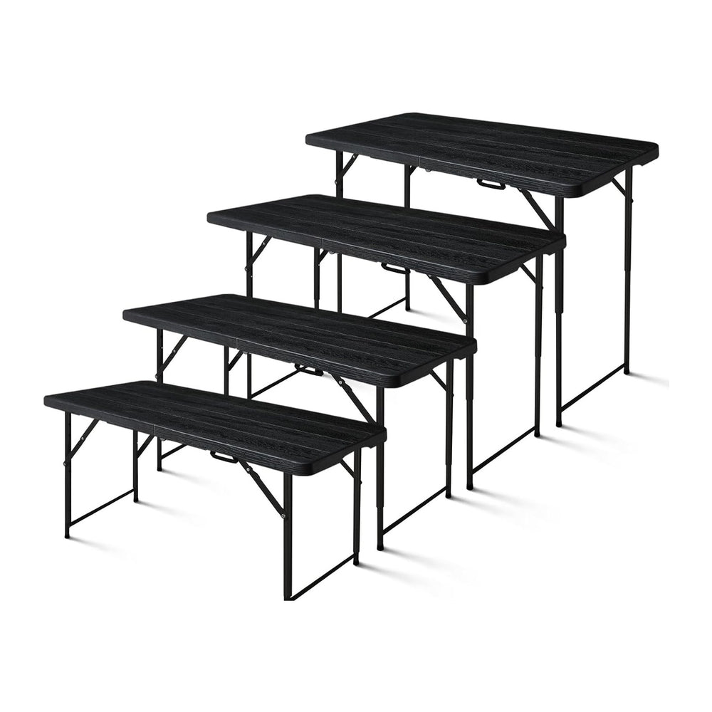 4ft Folding Table, Portable Fold-in-Half Adjustable Height Utility Table for ...
