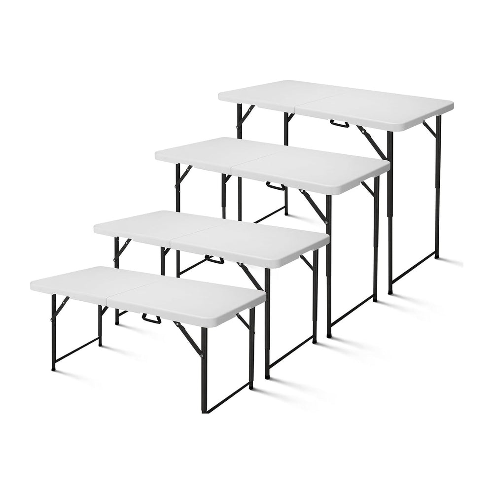 4ft Folding Table, Portable Fold-in-Half Adjustable Height Utility Table for ...