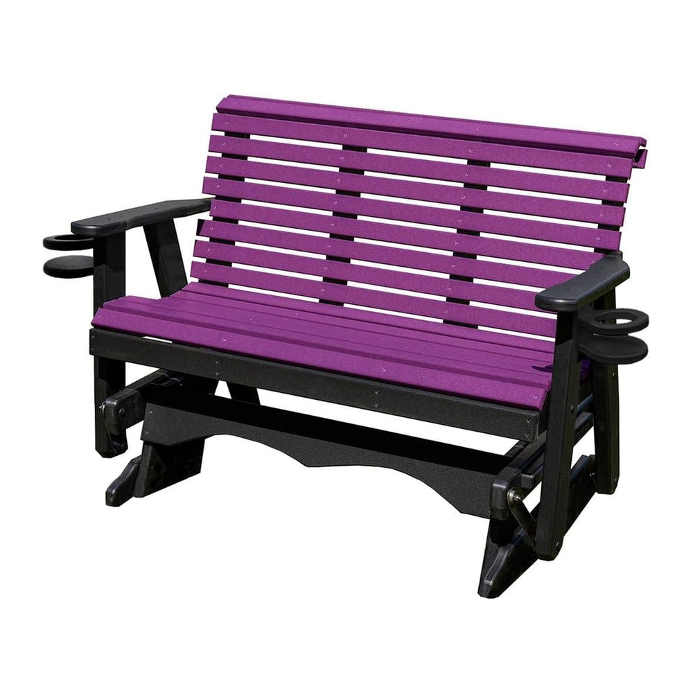 5 FT Purple Amish-Made Porch Glider – 1000 lb Heavy-Duty Poly Lumber wood Rol...