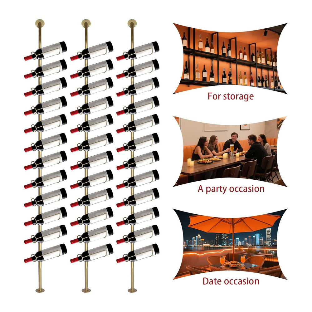 5 Pack 12 Bottle Wall Mount Wine Rack for 60 Bottles DIY Detachable Wine Stor...