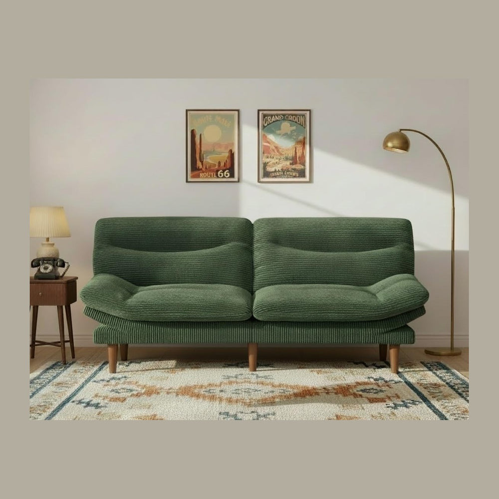 66″Futon Sofa Bed,3-in-1 Futon Couch w/Adjustable Backrest & Armrests, Co...