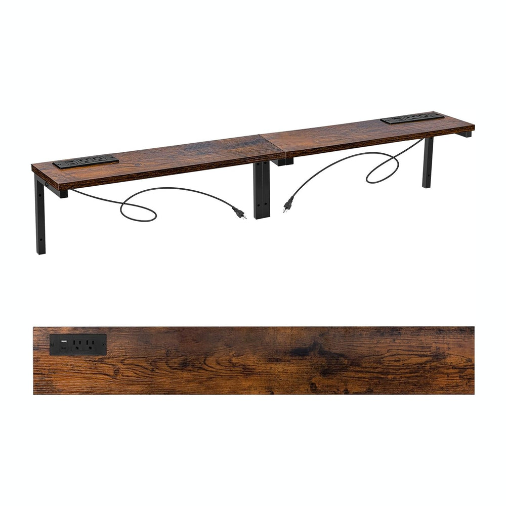 70.8" Narrow Console Table with Outlet, 5.9" Sofa Table Behind Couc...