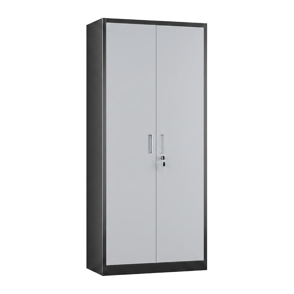 71-Inch Lockable Metal Storage Cabinet, Black and Gray | 15.75"D x 31.50...