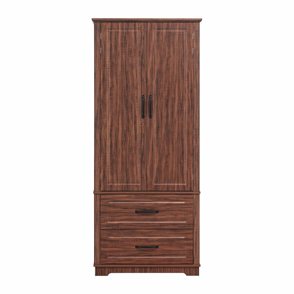 71" Kitchen Pantry with 2 Large Drawers,Embossed Texture Freestanding Cu...