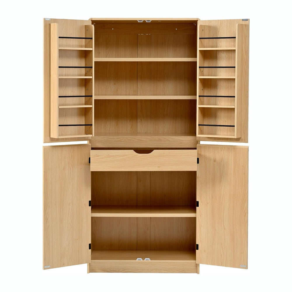 72" Tall Pantry Cabinets for Kitchen Storage, Natural Pantry Storage Cab...