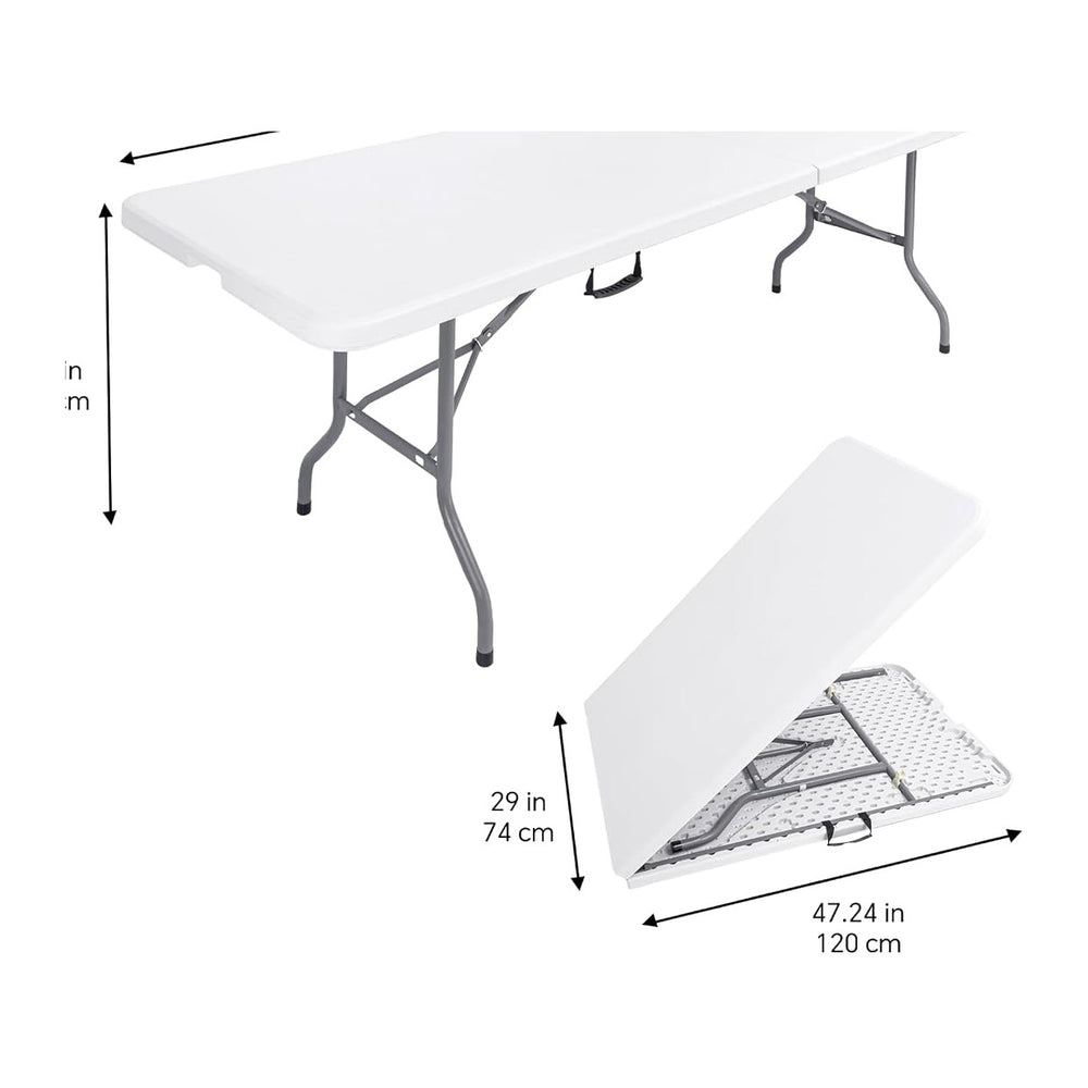 8ft Folding Table, Heavy Duty White Large Portable Foldable Table | Plastic 8...