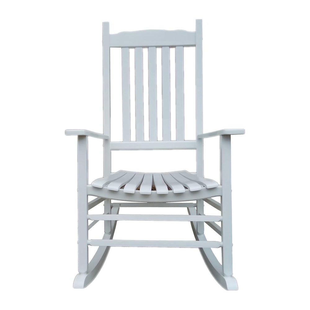 A001WT White Wood Porch Rocker/Outdoor Rocking Chair - Easy to Assemble - Com...