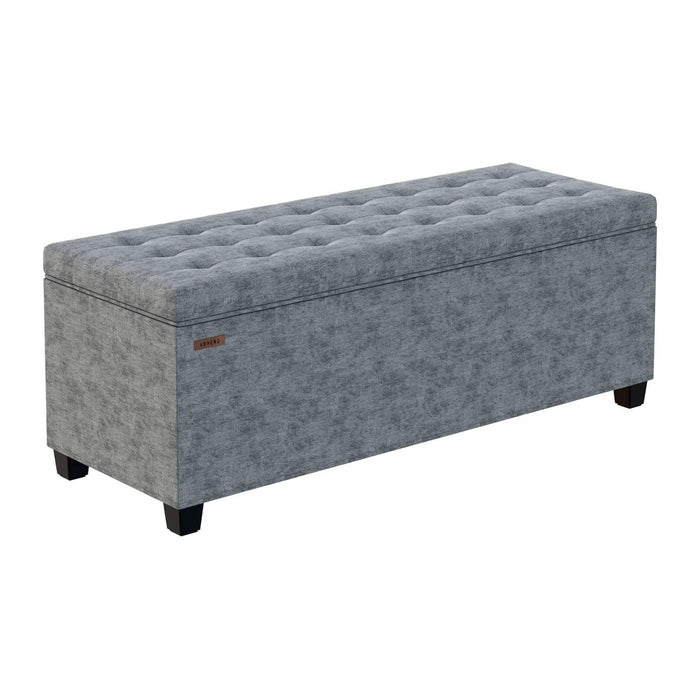 ABHENG Chenille Storage Ottoman Bench with Legs, 43.5”W x 15.7”D x 15.7”H,Metal Frame end of Bed Bench Hold up to 770 LB,Large Storage Chest,Gray UASND621G