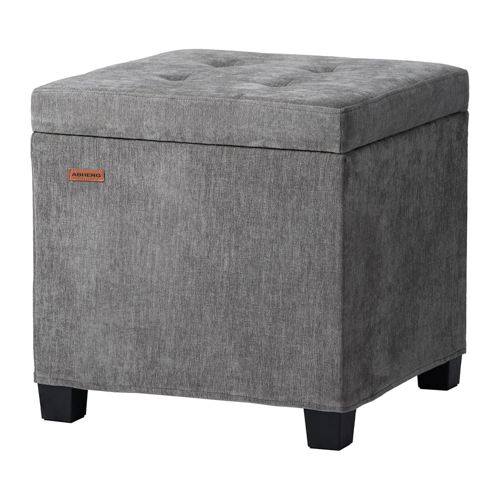 ABHENG Steel Frame Square Ottoman with Storage Gray UASND641G | 17.7" x ...