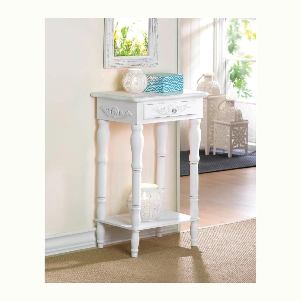 Accent Plus 34353 Carved White Side Table, Multicolor