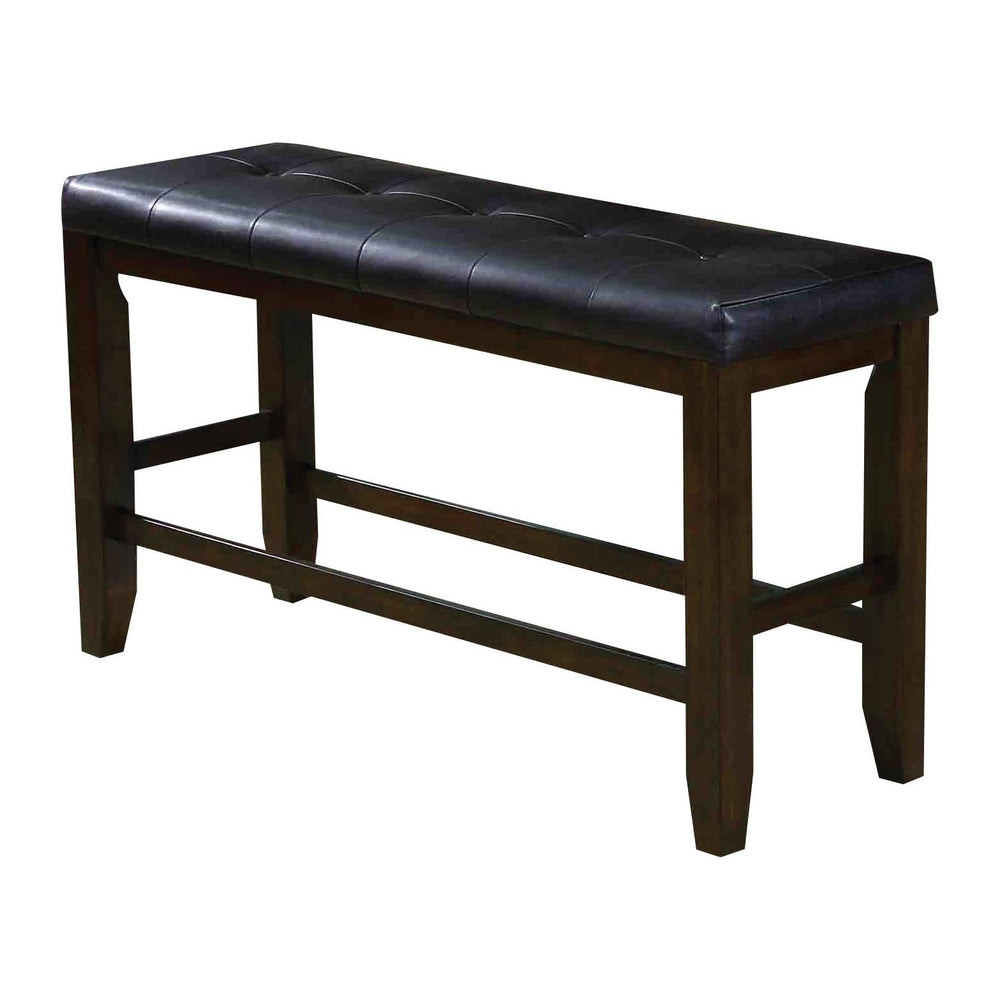 ACME Furniture bench, Black PU & Espresso