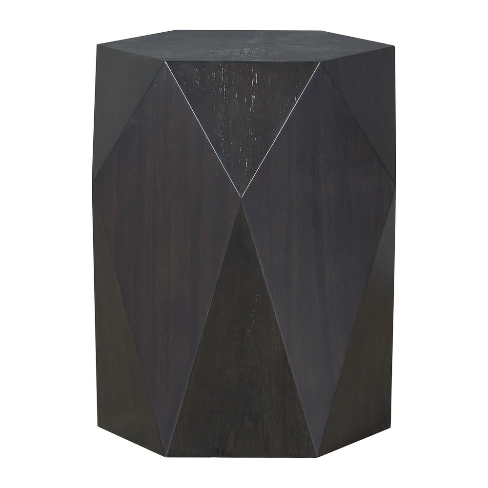 Acme Hanniel Contemporary Wood Hexagonal End Table in Antique Black