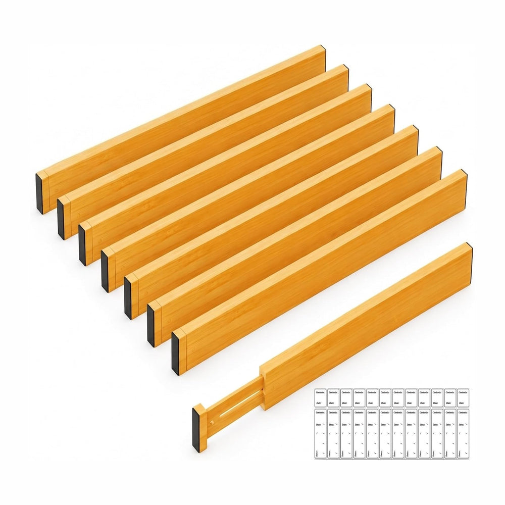 Adjustable Bamboo Drawer Dividers Expandable 8 Pack 17-22 Organizer