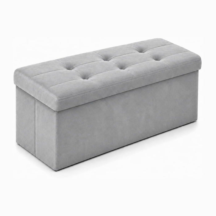 ALASDO 30 Inch Folding Storage Ottoman Bench with Hidden Storage, Velvet Storage Ottoman Foot Rest Stool, End of Bed Bench for Bedroom, Living Room, Entryway and Closet, Dark Gray