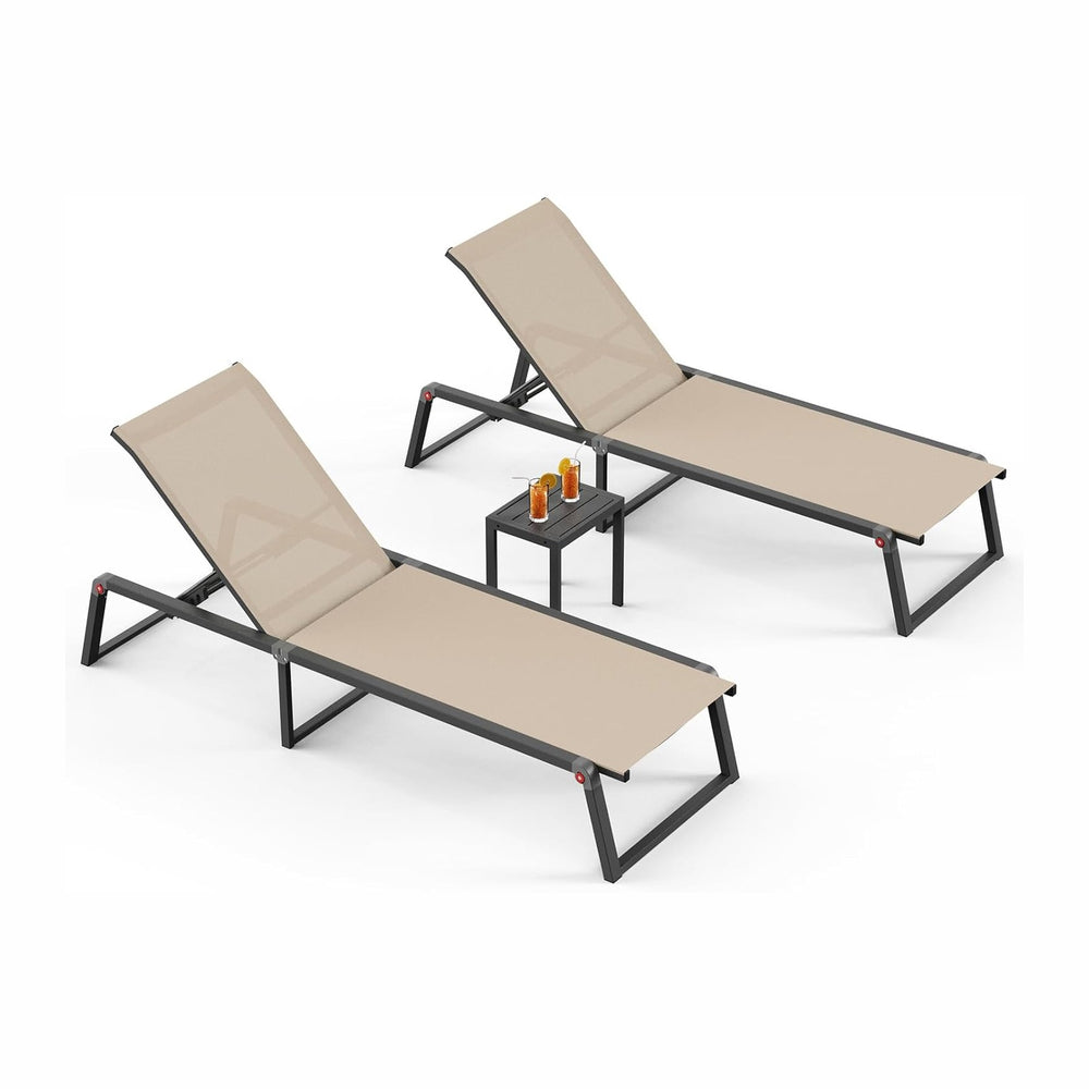 Aluminum Chaise Lounge Chair Outdoor, Foldable Patio Pool Lounge Chairs 5-Pos...