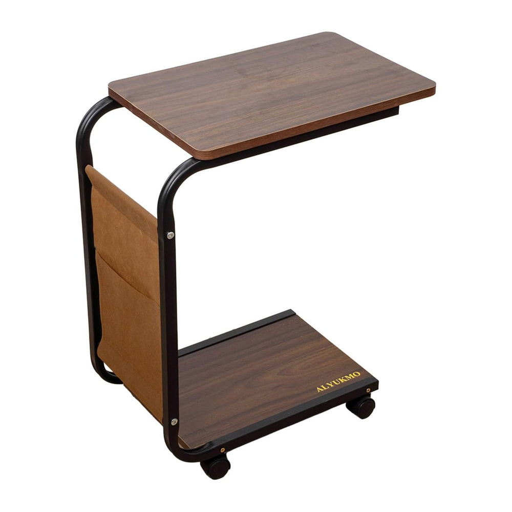 ALYUKMO End Table for Couch with Large Tabletop,Height Side Rounded Metal Cor...