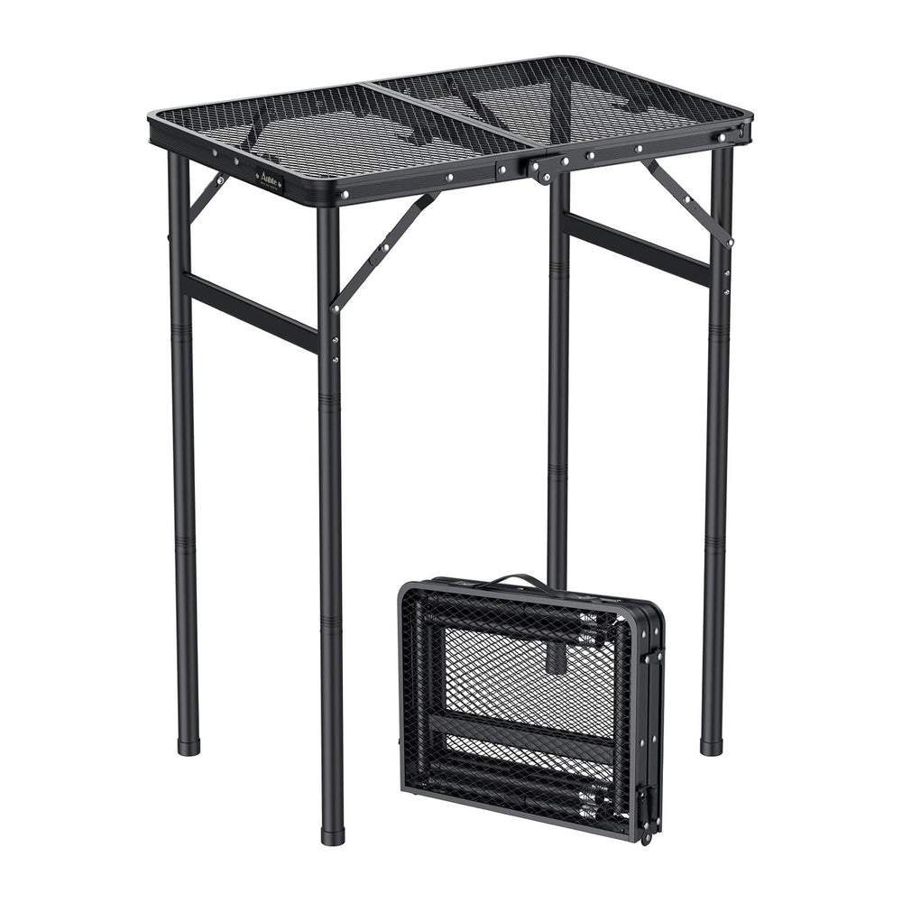 Anbte 2ft Folding Camping Grill Table Max 29.5", 3 Adjustable Height, Bl...