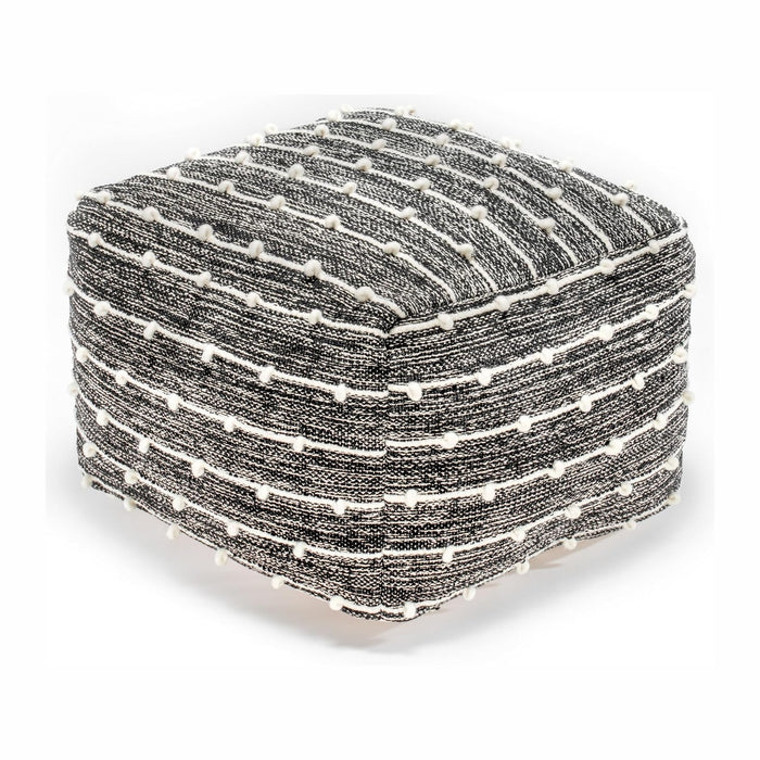 Anji Mountain Pouf Ottoman Foot Rest, Handmade Ottoman Pouf, Comfortable Foot Stool, Decorative Floor Seating for Living Room Decor, Bedroom & Home Décor Accent - Stripes