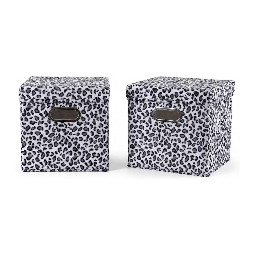 ANMINY Leopard Cheetah Print Storage Cubes Bins with Lids, 11Inch 2PCS | Velv...