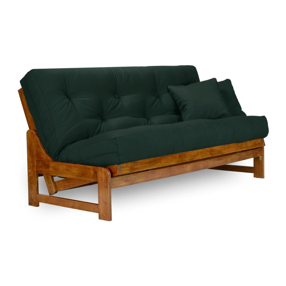Arden Futon Set - Full Size, Frame, 8" Mattress, Twill Hunter Green Cover