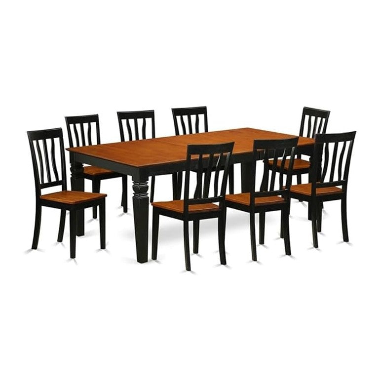 East West Furniture LGAN9-BCH-W 9 Piece Dining Table Set Includes a Rectangle...