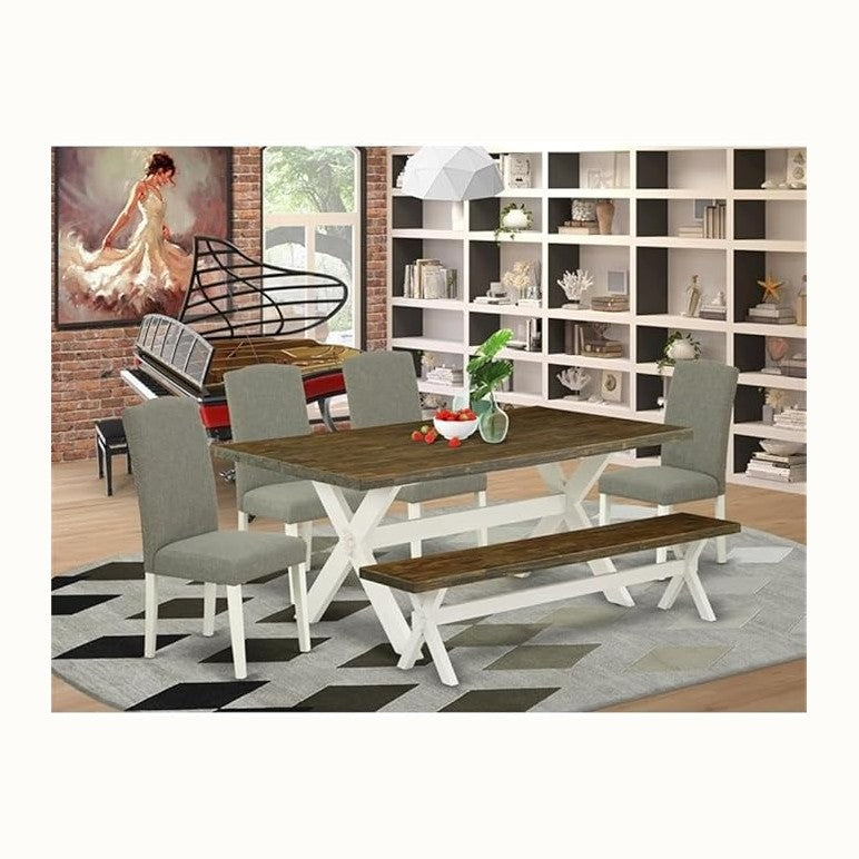 East West Furniture X077EN206-6 6 Piece Dining Table Set Contains a Rectangle...