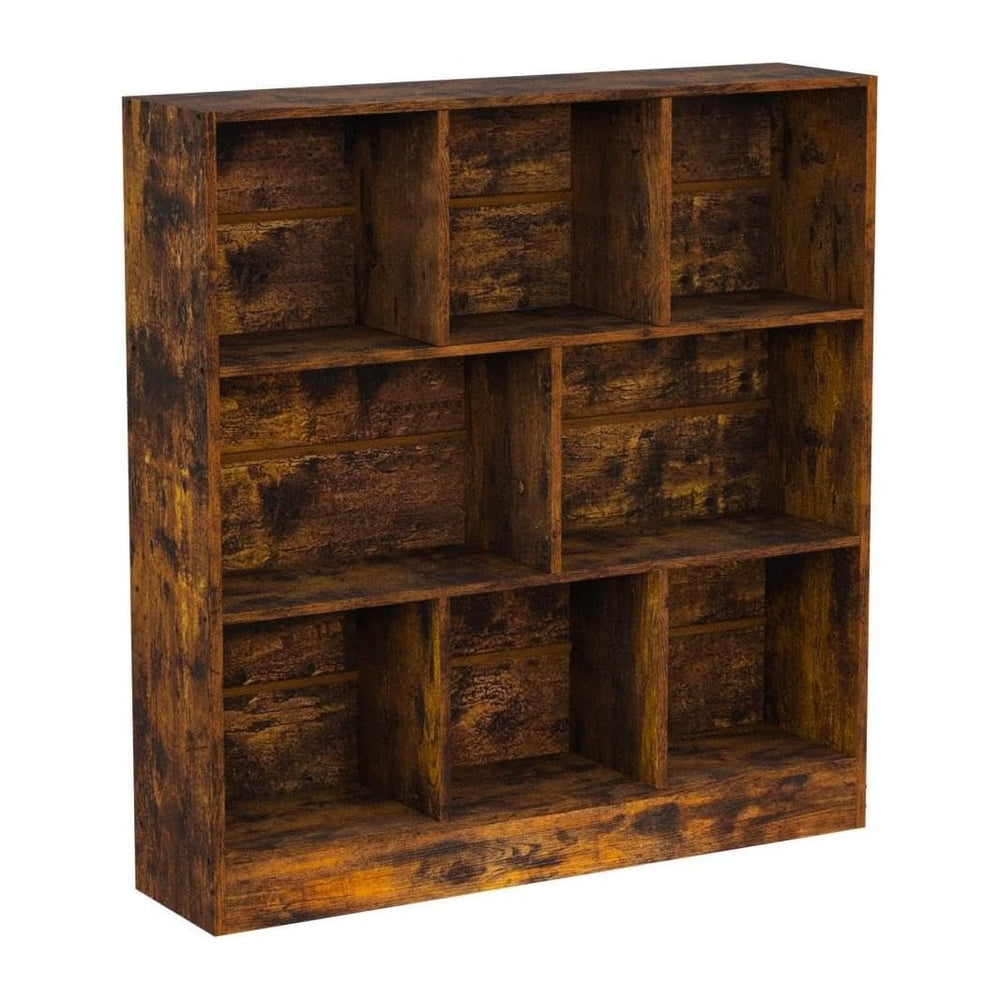 LEYAOYAO 8 Cube Bookshelf with Base,3 Tier Mid-Century Modern Brown Bookcase,...