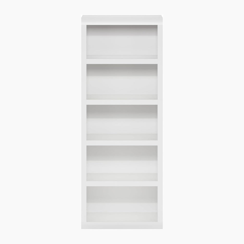 Furinno Rail 5-Tier Open Shelf Bookcase with Classic Style Edges, White