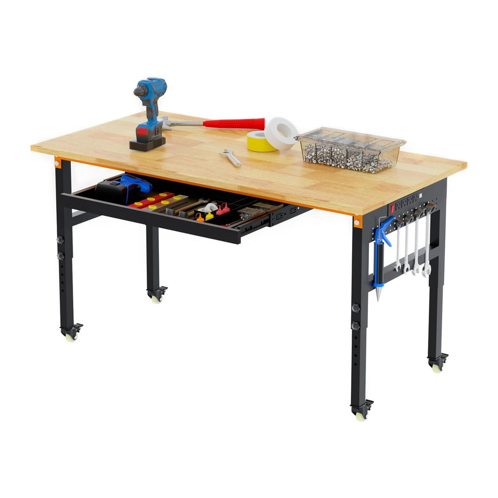 Betterhood 60" Adjustable Workbench on Wheels, 2000 LBS Heavy Duty Work ...