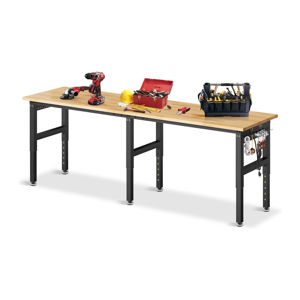 96”Adjustable Work Bench, 5000 LBS Capacity Heavy Duty Workbench with Power O...